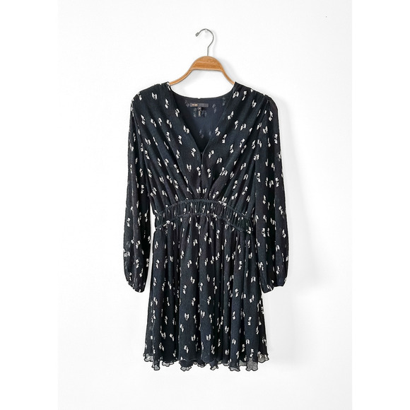 Maje Rionana V-Neck Bow Print Mini Dress size 42 or XL - Picture 3 of 12